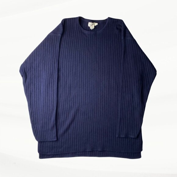 J. Crew Ribbed Navy Crewneck, Long Sleeve Pullover, Size XL - Picture 5 of 10